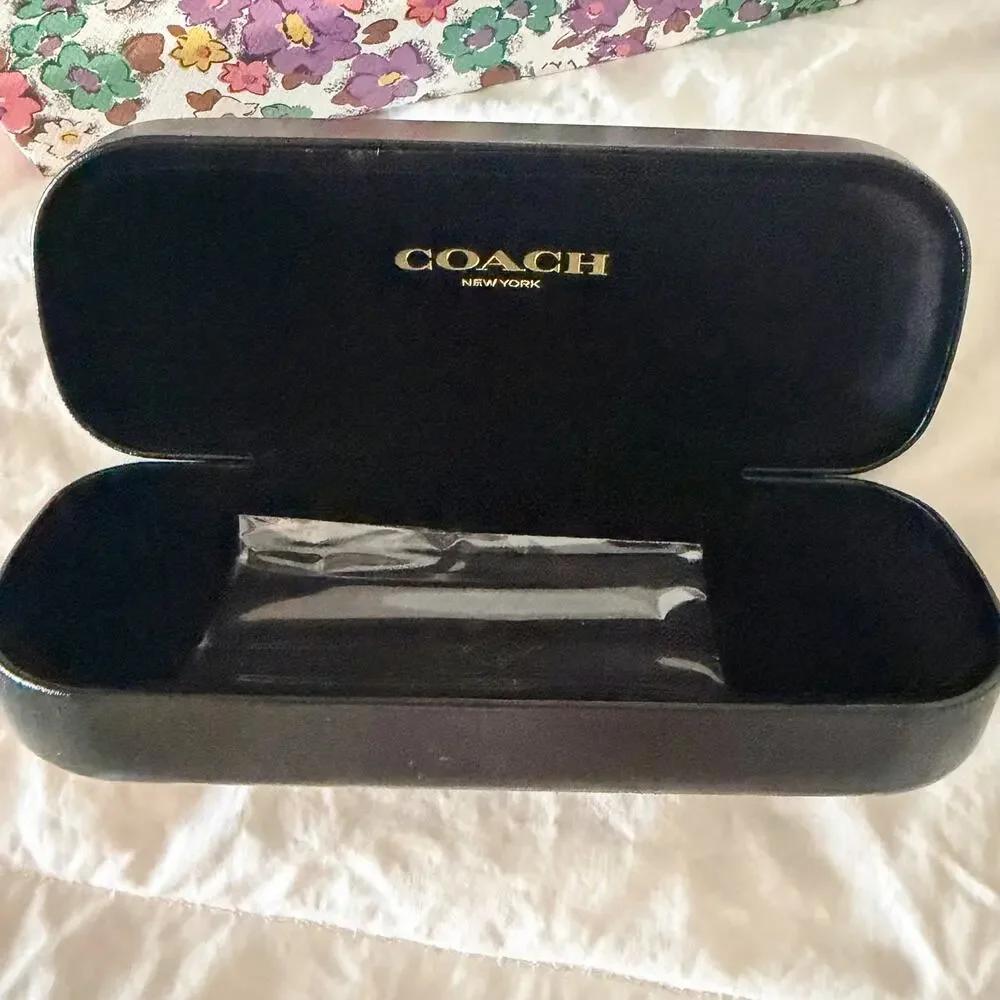 NWOT Coach Black Hard Eyeglass Sunglasses Case w/ Floral Gift Box